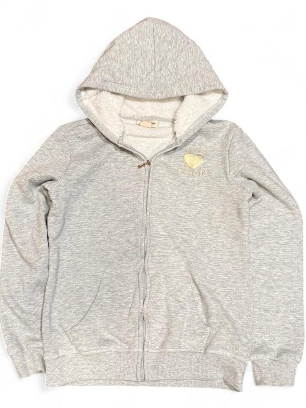 Y2K Juicy Couture Logo Heart Sherpa Lined Zip Up Hoodie